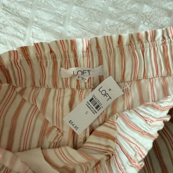 LOFT High Waist Striped Shorts - Cream and Orange - Picture 6 of 6